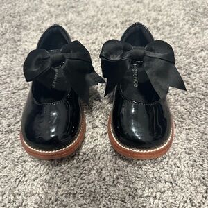 Chic Black Kids Dress Shoes with Bow